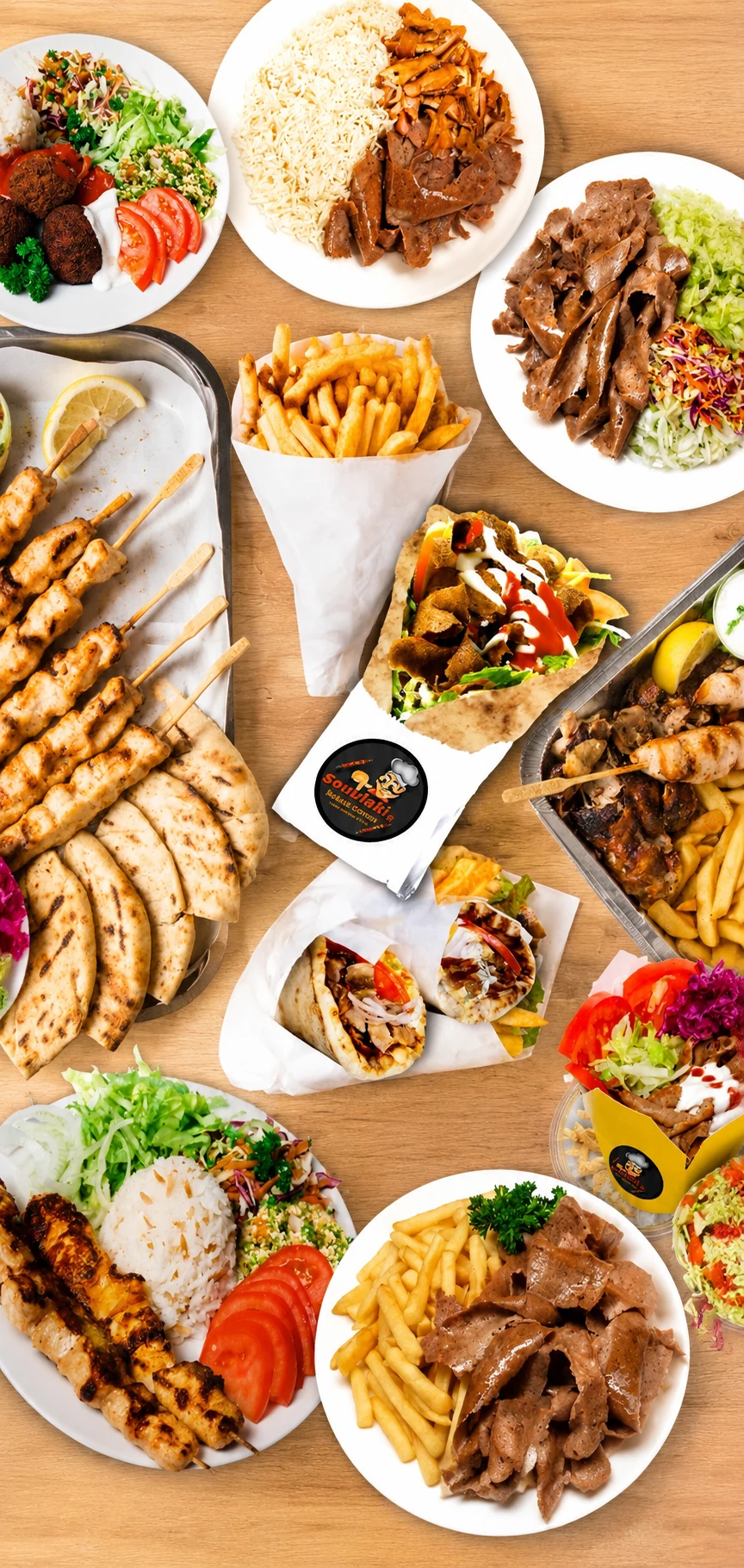 Fresh kebab rolls, salad and grilled food from Souvlaki & Kebab Corner